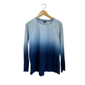 Pure J Jill Indigo Ombre Long Sleeve Cotton Tee Size M Boho Casual Top